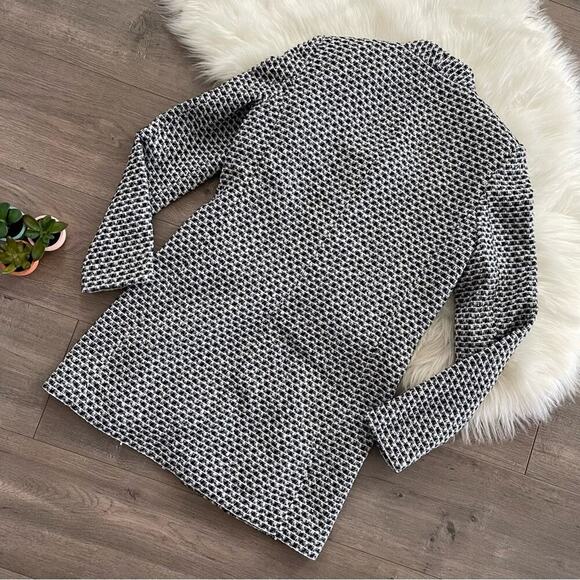 Calvin Klein Tweed White & Blue Dressy Trench Coat Jacket 6 Petite - Picture 5 of 7